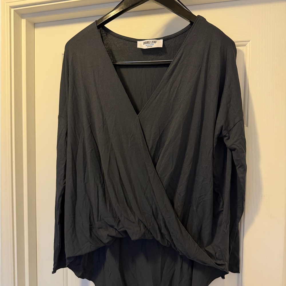 Double Zero Charcoal Wrap Blouse - image 1